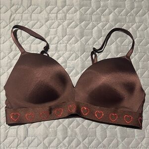PINK Victoria's Secret Black Bra with Scarlet Heart Details